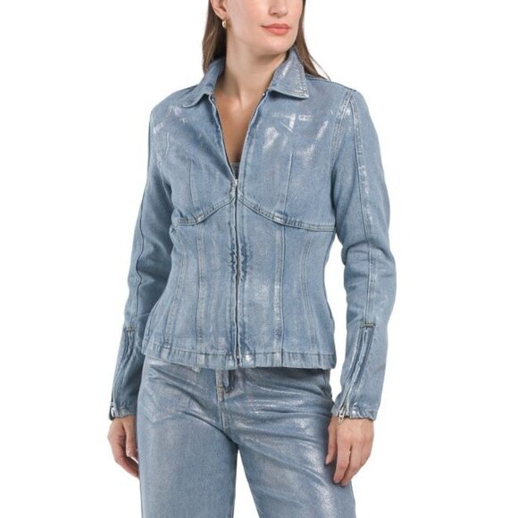 BLANK NYC Metallic Coated Jean Jacket Size XS New With Tag - Picture 1 of 2